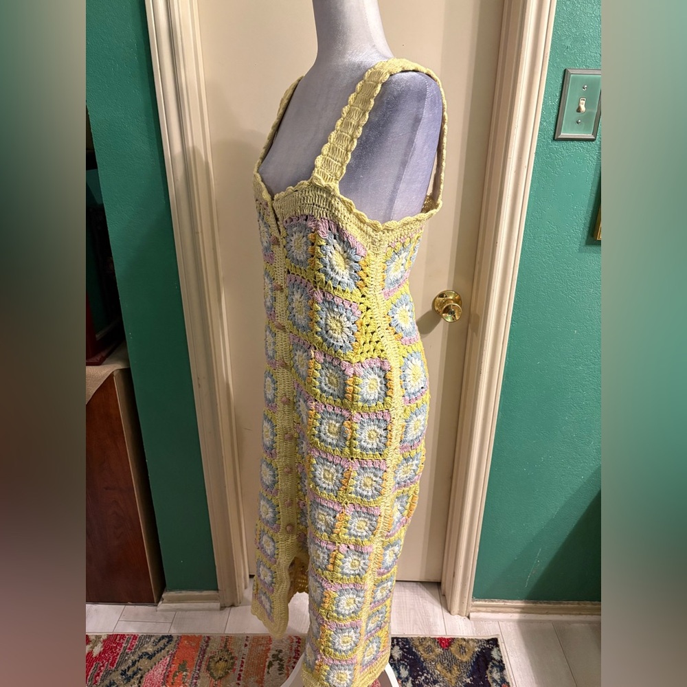 Alemais Patchwork Granny Squares Crochet Midi Dress - Picture 6 of 16